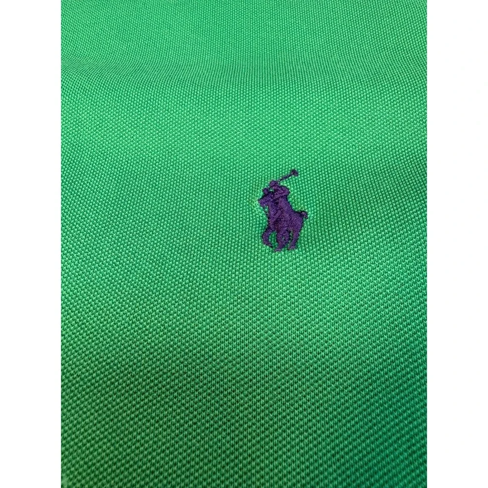 Polo Ralph Lauren Polo Shirt 2XLT Green Pima Stretch Mesh Purple Pony Logo Tall
